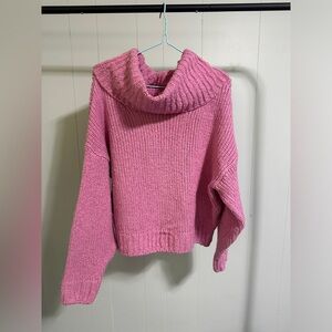pilcro bubblegum pink mock neck crop sweater size xsmall